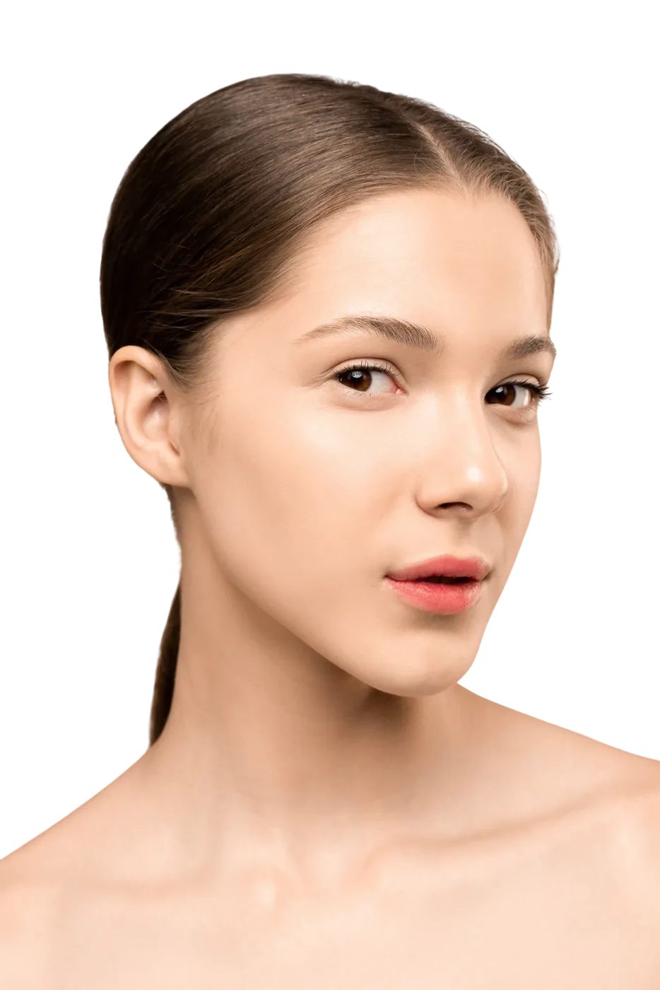 Client’s face with an overlaid mesh of points representing the artificial intelligence analysis.